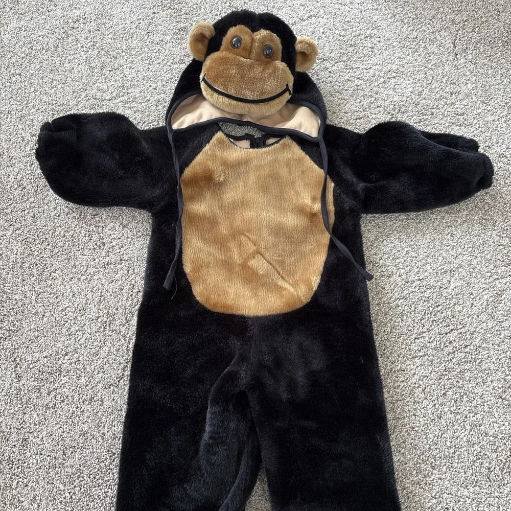 Jo-Ann Stores Monkey Costume Baby Plush Halloween Jumpsuit Hat Shoes 12-18m‎